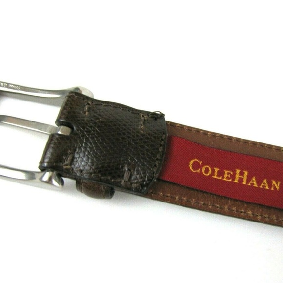 COLE HAAN Brown Texture Leather Belt 36 Buckle - Picture 2 of 4